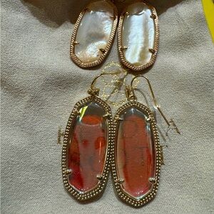 Kendra Scott Elle White Pearl and Dichroic Earrings Rose Gold